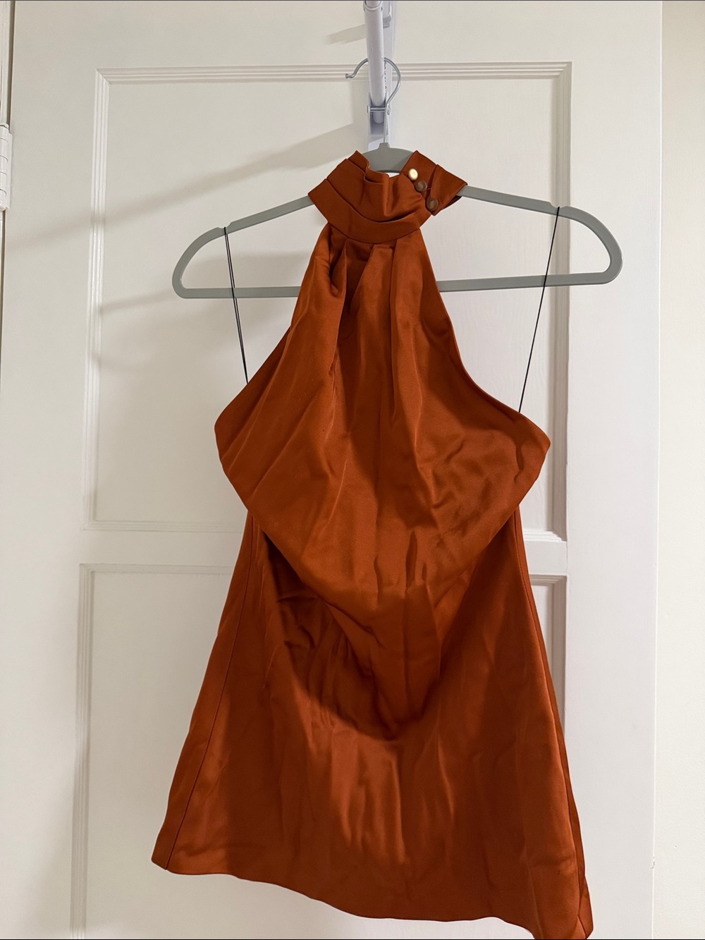 Rust Silk Halter Neck Mini Dress